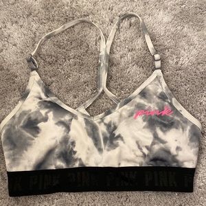 PINK sports bra white and gray tie dye size M